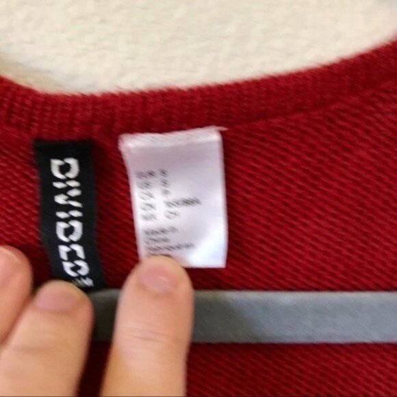 H&M Divided Women's Dark Red Crochet Cut-Out 3/4 Bell Sleeve Cardigan Size S - Picture 6 of 9